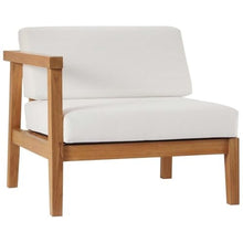 Afuera Living 3-Piece Patio Sectional Sofa, Solid Teak Wood, Natural and White Finish, Water and UV-Resistant Cushions, Machine Washable Covers, Slanted Back Design, Outdoor Seating Set