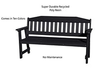 Phat Tommy Outdoor Garden Bench, Poly Lumber Outdoor Furniture, Weatherproof & Recycled Bench with Back, Black