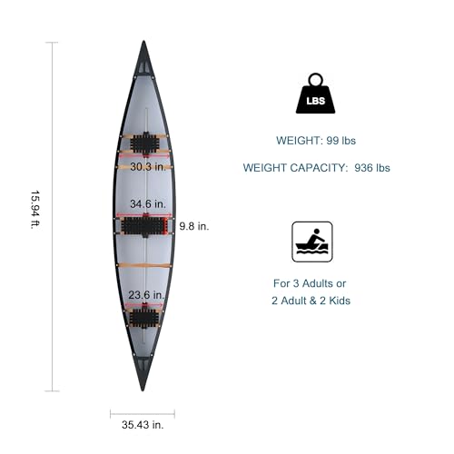 Paddle Voyage 15.94ft Family Fishing Canoe Kayak Blue