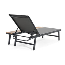 Seeheool Waterloo Chaise Lounge with Attached Wood Side Table, Set of 2, (62756.00BLKMP2)