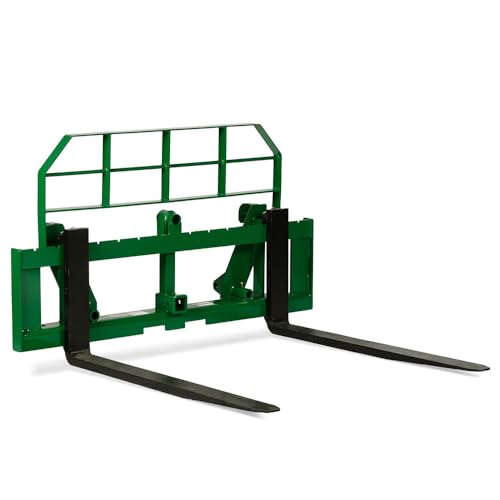 Titan Attachments 60" Pro Series Global Euro Extra Wide Pallet Fork Frame, 48" Fork Blades, Fits Global Euro Hookups, Rated 5000 LB, Conus 2 Hay Spear Sleeves and 2" Receiver Hitch Included