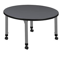 Romig Kee 42" Round Height Adjustable Mobile Classroom Activity Table Grey