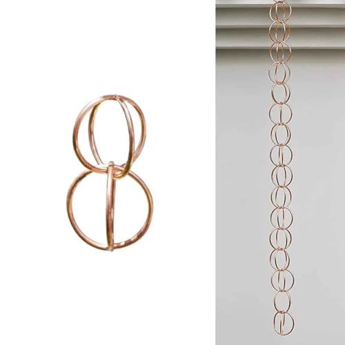 YUSIWOAL Rustproof Aluminum Rain Chain - Unique Garden Decoration, Easy Installation, Gutter Protection, Gorgeous Fountain Display, Rainwater Collector(Gold,2.0m/6.5ft)