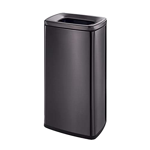 Trash Can Waste Recycling Compost Bins Stainless Steel Trash Can Outdoor Dustbins for Hotel Lobby Elevator Shopping Mall Garbage Bin (Color : Silver Size : 12.61 * 10.24 * 27.58inchs) (Black 12.61