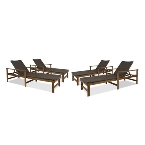 Afuera Living Outdoor Acacia Wood Chaise Lounge Set of 4 Natural