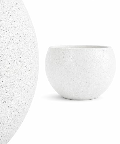 eldimer no.203 GFRC Concrete Planter 32” - Handcrafted Round Modern Architectural Plant Pot, Weather Resistant, Indoor & Outdoor, 75 lbs Solid Cement Construction for Patio, Garden or Home
