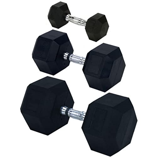 Champion Barbell Rubber Encased Solid Hex Dumbbell 85-Pound Black