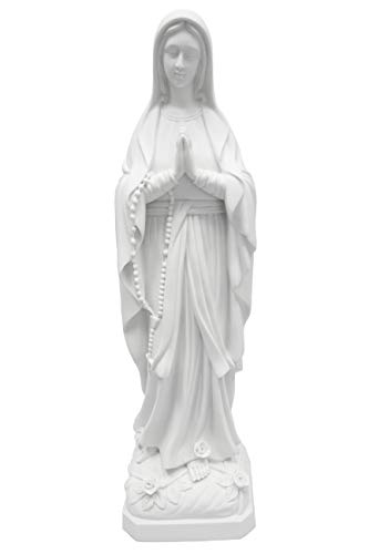 Vittoria Collection 32 Inch Our Lady of Lourdes Mother Virgin Mary Statue Sculpture Figurine Made in Italy Indoor Outdoor Garden Grotto