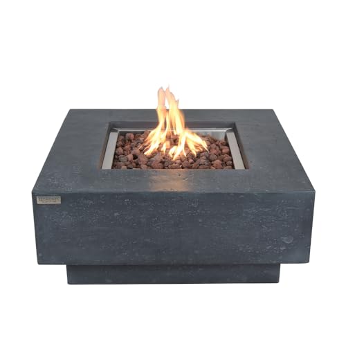 Elementi Manhattan Propane Fire Pit Table Cast Concrete 36 x 36-in