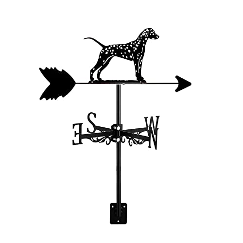 ZNEL Animal Dog & Puppy Weathervane Metal Stainless Steel Wind Vane Weathercock,Spray Paint to Prevent Rust Wind Direction Indicator Garden Patio Yard Ornament,Dalmatian