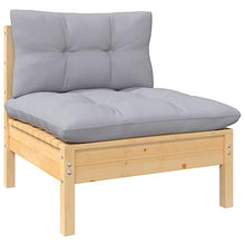 KPOTUERTU 11 Piece Pinewood Patio Lounge Set with Gray Cushions