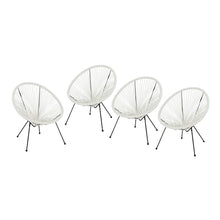 Christopher Knight Home Outdoor Hammock Weave Chair with Steel Frame (Set of 4) - White and Black Finish