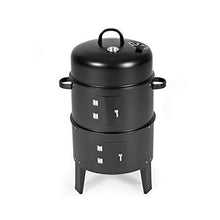 AFPSDLFJDLS Metal 3 in 1 BBQ Grill Roaster Smoker Steamer Barbecue Portable Outdoor Camping Charcoal Stove Cooking Tools Accessories