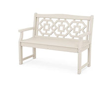 Martha Stewart by POLYWOOD Chinoiserie 48" Outdoor Bench for Patio, Porch & Backyard, Sand - Durable All-Weather HDPE Garden Seat with Back Support - Classic 2 Person Seating, Made in the USA