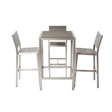 Pemberly Row 5-Piece Modern Aluminum Frame Patio Bar Set Grey