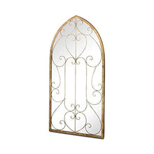 MirrorOutlet Large Metal Rustic Arched Shaped Window Garden Outdoor Mirror Gate 100cmX50cm, Champagne Silver,GM076