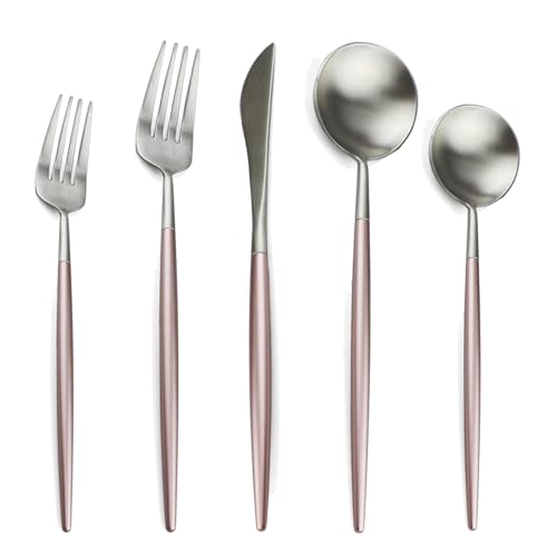 Picnic Basket For 4 - Wicker Picnic Hamper Basket With Handle,Willow Picnic Set,Picnic Gift Basket-Stainless Steel Cutlery,Plates,Salt & Pepper Shakers,Wine Glasses,Bottl(Pink Silver-8Set40Pcs)