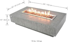 Elementi Hampton Gas Fire Pit Cast Concrete Fire Table, Outdoor Fire Pit Electronic Ignition | Canvas Cover, Lava Rock Included | Free AMS Wind Guard | Light Gray (Natural Gas)