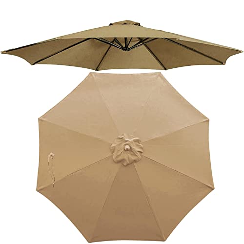 FKTHYO Parasols Replacement Parasol Canopy Cover 3/2.7m 8/6 Ribs Parasol Canopy Cover Replacement Patio Market Umbrella Waterproof Umbrella Replacement Top Shade Cover,Khaki-2.7m/8.8ft (8ribs)