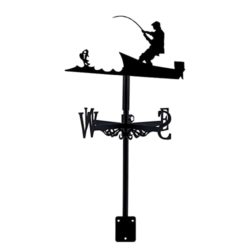 Weathervane in Garden & Outdoor Metal Weather Vane with Creative German Shepherd Go Fishing Bald Eagle Fighter Plane Shaped Weathercock Wind Direction Indicator (Style 5) (Style 3)