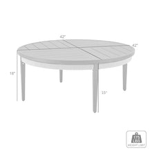 Armen Living Zella Round Coffee Table in Aluminum with Charcoal Finish and Light Gray Rope