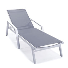LeisureMod Marlin Modern Outdoor Chaise Lounge Chair Set with Fire Pit Table Dark Grey