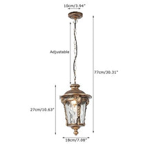 LustreVibe Retro Outdoor Pendant Light - Waterproof Ceiling Hanging Lamp for Garden, Patio, and Porch - Adjustable E27 Chandelier in Gold Finish (23 * 35cm)(Gold-18 * 27cm,2 PCS)