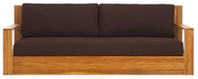 SAFAVIEH Couture Outdoor Collection Kauai Natural/Dark Brown Teak Solid Wood Patio Sofa