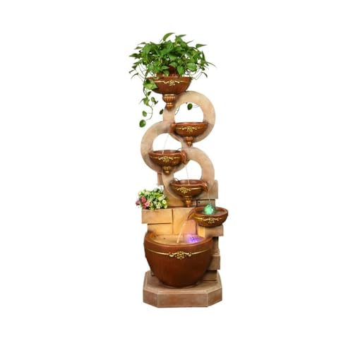 Outdoor Water Fountain Outdoor Water Fountains Decor Resin Indoor Fountain for Garden, Floor Patio, Deck, Porch, Backyard and Home Art (51.18inch)(Yellow)