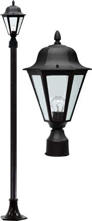 DABMAR LIGHTING GM1300-B-FROST Daniella Post Light Fixture w/Frosted Glass 13 Watt DL-S13-GU24 120 Volts, Black