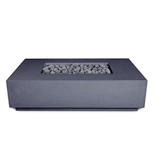 Vivid Heat - 60" Premium “Mesa 2" Concrete Fire Bowl - Heavy Cement Rectangle Natural Gas Fire Pit - Square Outdoor Fire Table with Key Valve GFRC (48” L x 32” W x 16” H) (Charcoal Black)