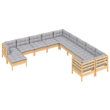 KGHFDVB 11 Piece Patio Lounge Set with Gray Cushions Pinewood