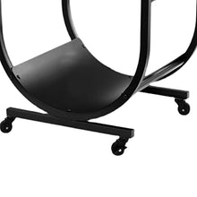 DJVHSRI Firewood Storage Rack Home Iron Flooring with Wheels Wood Firewood Shelf Half Round Firewood Storage Convenient,