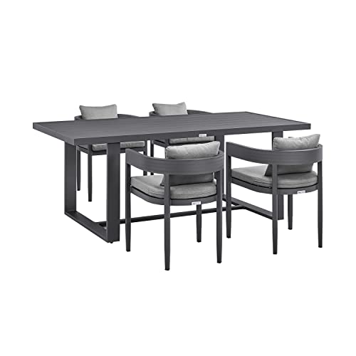 ARMEN LIVING SETODME5BLGRY Menorca Outdoor Patio 5-Piece Dining Table Set in Aluminum Cushions, Dark Grey