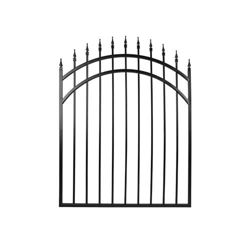 Nuvo Iron Tiger Eye Gate Arched Rails (48-Inch Wide Opening) 45-Inch Wide x 56-Inch High, Self Close Hardware with Double Side Handle