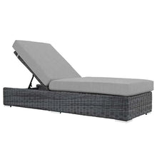 Pemberly Row Patio Chaise Lounge, Canvas Gray and Chocolate Finish, Synthetic Weave with Sunbrella® Cushions, Powder-Coated Aluminum Frame, Water and UV-Resistant, Modern Outdoor Seating for Backyard
