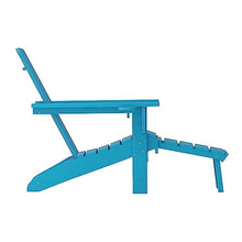 Flash Furniture Halifax Poly Resin Adirondack Chair with Cup Holder and Pull Out Ottoman, All-Weather Poly Resin Indoor/Outdoor Lounge Chair, Set of 2, Blue