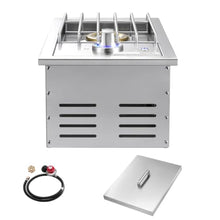 Single Grilling Side Burner, Stainless Steel Grill with Lid & Electronic Ignition, 17,000BTU Propane & Natural Gas BBQ Burner for Outdoor Kitchen Island Backyard Patio Entertaining