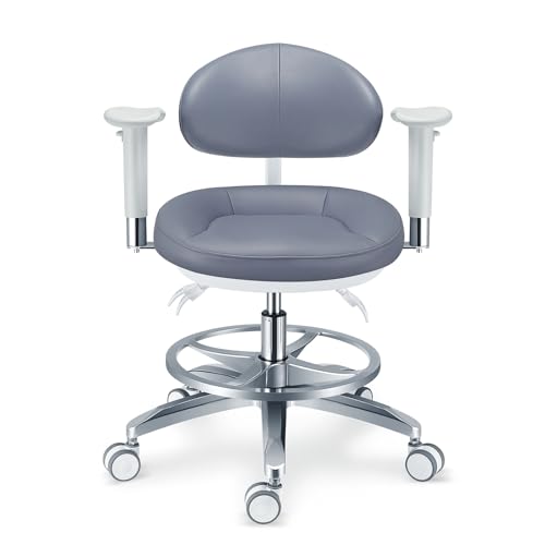 TEPTOARCH Microfiber Leather Doctor's Chair with Armrests White