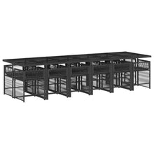 LKJephalotrope 13-Piece Garden Dining Set, Large Rectangular Tempered Glass Table with 12 Rattan Chairs, Outdoor Patio Furniture for Family Gatherings and Backyard Meals, Black