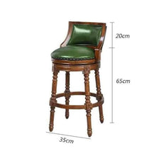 DINBOZ26X Counter Stools Vintage Bar Stool High Stool European Backrest Bar Swivel Chair Wooden Light Luxury Bar Chair Bar Stools(Brown)