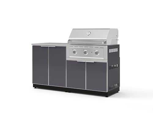 NewAge Products Classic Series 4PC Aluminum Slate Gray Modular Outdoor Kitchen Set with 33" Performance Grill NG - 24"D x 65"W x 48.5"H