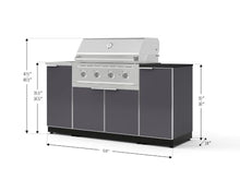NewAge Products Classic Series 5PC Aluminum Slate Gray Modular Outdoor Kitchen Grill Island with 36" Performance Grill NG - 24"D x 68"W x 57.15"H