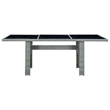 QZZCED Patio Table,Square Table,Picnic Table,Bistro Table,Card Table,Balcony Table,for Backyard Lawn Balcony Poolside or Garden,Light Gray Poly Rattan and Tempered Glass