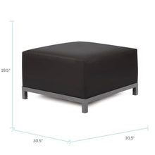 Howard Elliott Collection Axis Patio Ottoman with Cover, Upholstered Footstoll Coffee Table Ottoman Bench, Seating Futniture for Both Indoor & Outdoor Home and Office, Titanium Frame, Atlantis Black