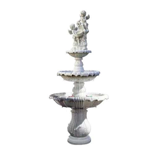 Outdoor Water Fountain Garden Courtyard Fountain Water Decoration, Outdoor Courtyard Landscape Fish Pond, Sandstone Fountain Angel Sculpture Garden Water Fountain (Color : C)