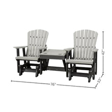 Outdoor Escape Gray Double Glider with Center Table, Light Gray Black, Polyethylene Patio Bench Seating, All-Weather Durable