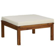 YUOTYRKTEJRSG 10-Piece Modular Patio Furniture Set, Outdoor Garden Lounge with Cream Cushions and Solid Acacia Wood Frame for Terrace, Backyard, Poolside Relaxation and Social Gatherings