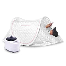TT-YEL Single Lying Steam Sauna Tent, Home Steam Room, Professional Beauty Hot Sauna, Foldable Sweat Steaming Tent, Spa Cabin with 3L Steam Machine,White