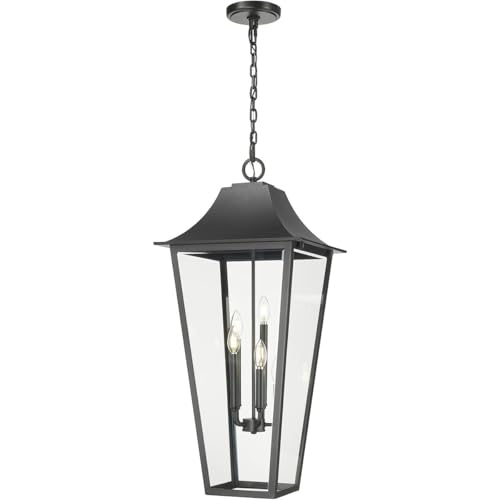 Z-Lite 5008CHXXL-BK Gannon 5 Light Outdoor Chain Mount Ceiling Fixture, Black